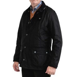 Barbour Bodey Wax Jacket Black Gray XL Tartan Lined Barn Coat NWT